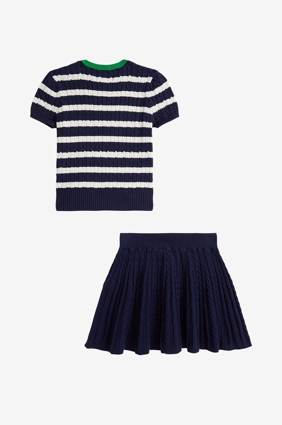 POLO RALPH LAUREN Pony girls' striped jumper and pleated skirt set Girl DARK BLUE 2