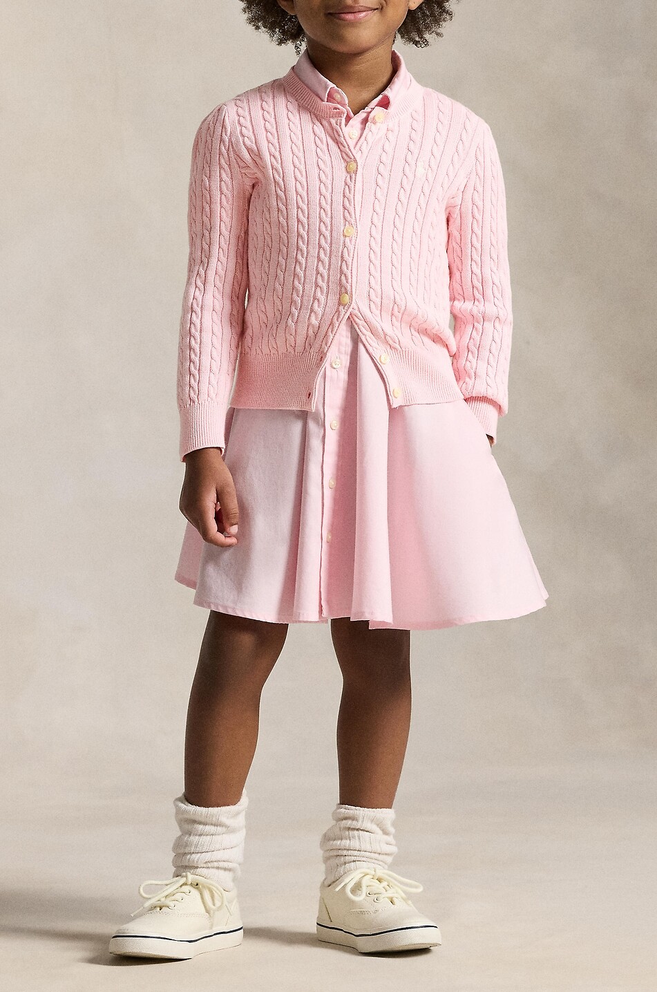 POLO RALPH LAUREN Mädchen-Strickjacke mit Rundhalsausschnitt aus Handwerkskunst Mädchen ROSA 3