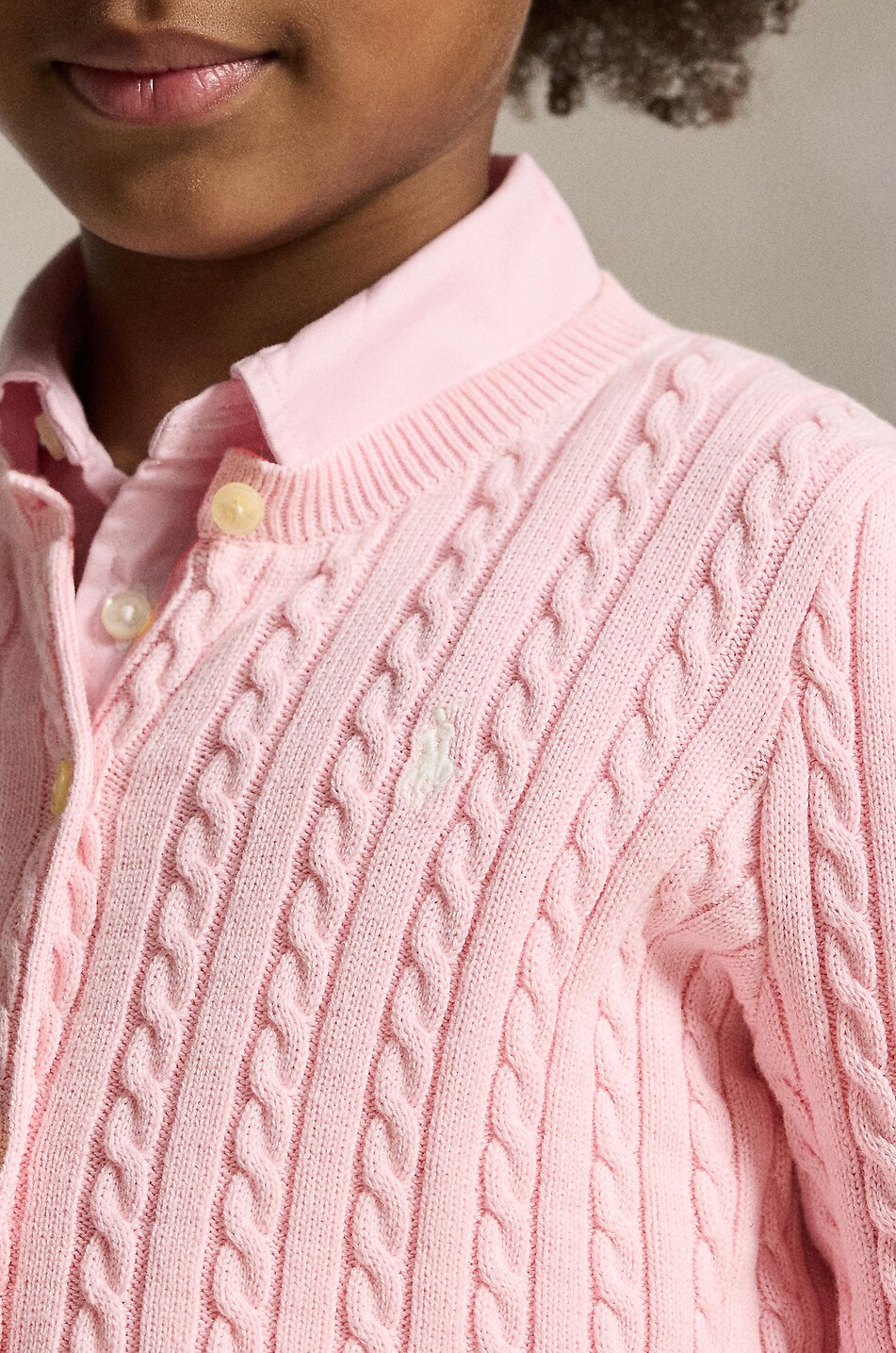 POLO RALPH LAUREN Mädchen-Strickjacke mit Rundhalsausschnitt aus Handwerkskunst Mädchen ROSA 4