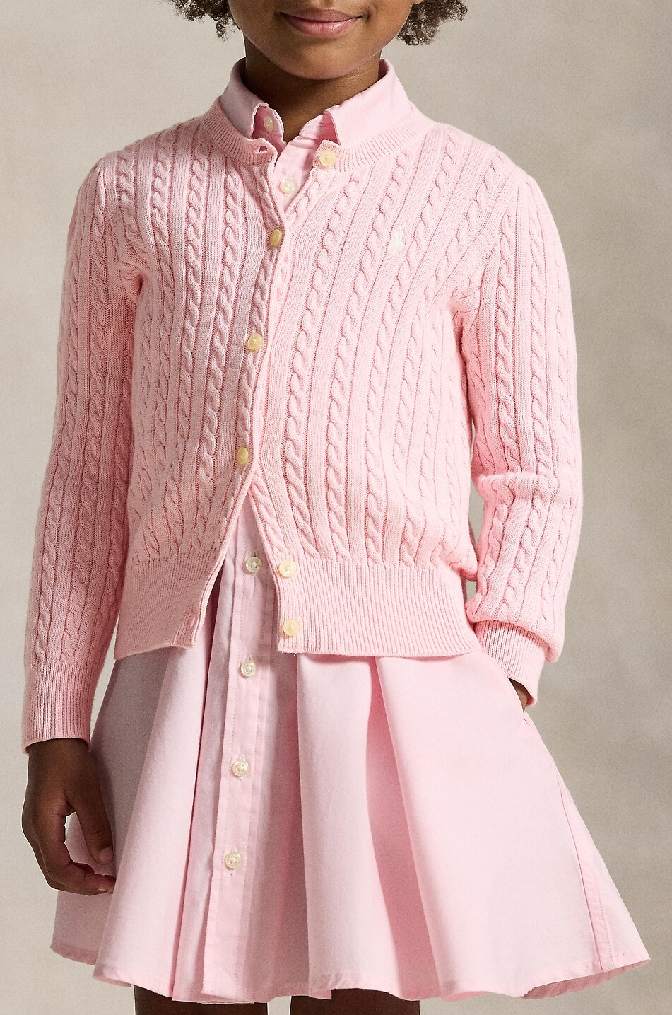 POLO RALPH LAUREN Mädchen-Strickjacke mit Rundhalsausschnitt aus Handwerkskunst Mädchen ROSA 5