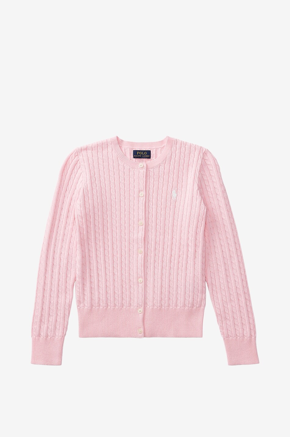 POLO RALPH LAUREN Pony girls' cable-knit button-down cotton cardigan Girl PINK 1