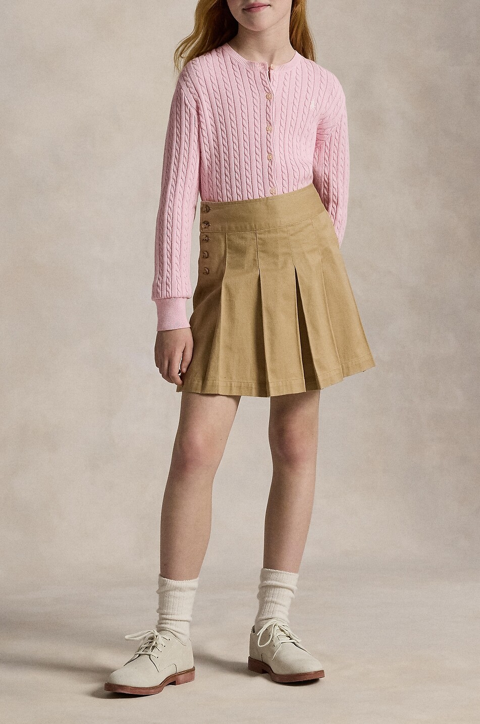 POLO RALPH LAUREN Pony girls' cable-knit button-down cotton cardigan Girl PINK 3