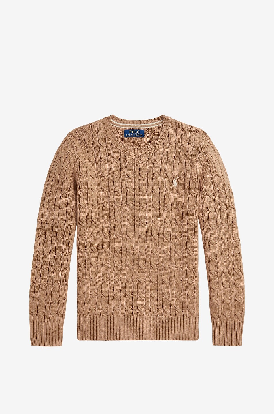 Pony crewneck cotton cable-knit boys' jumper