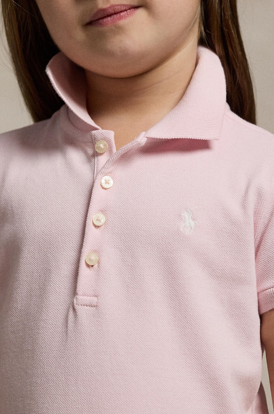 POLO RALPH LAUREN Kurzes Mädchen-Strick-Polokleid aus Baumwollpiqué Pony Mädchen HELLROSA 4