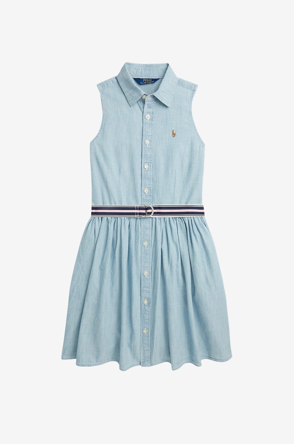 POLO RALPH LAUREN Pony sleeveless girls' chambray shirt dress Girl LIGHT BLUE 1