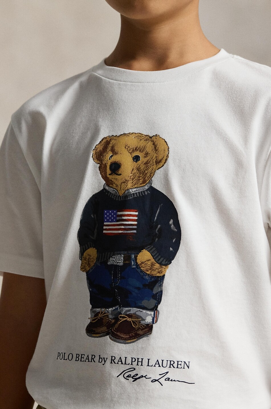 POLO RALPH LAUREN T-shirt garçon en coton imprimé Flag Polo Bear Garçon BLANC 5