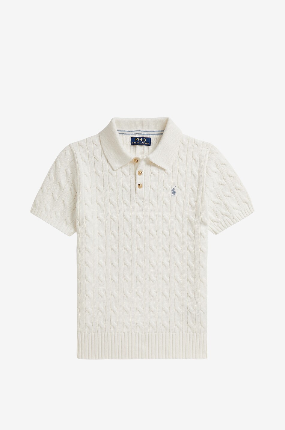 POLO RALPH LAUREN Pull polo torsadé en coton à manches courtes Pony Garçon BLANC CASSE 1