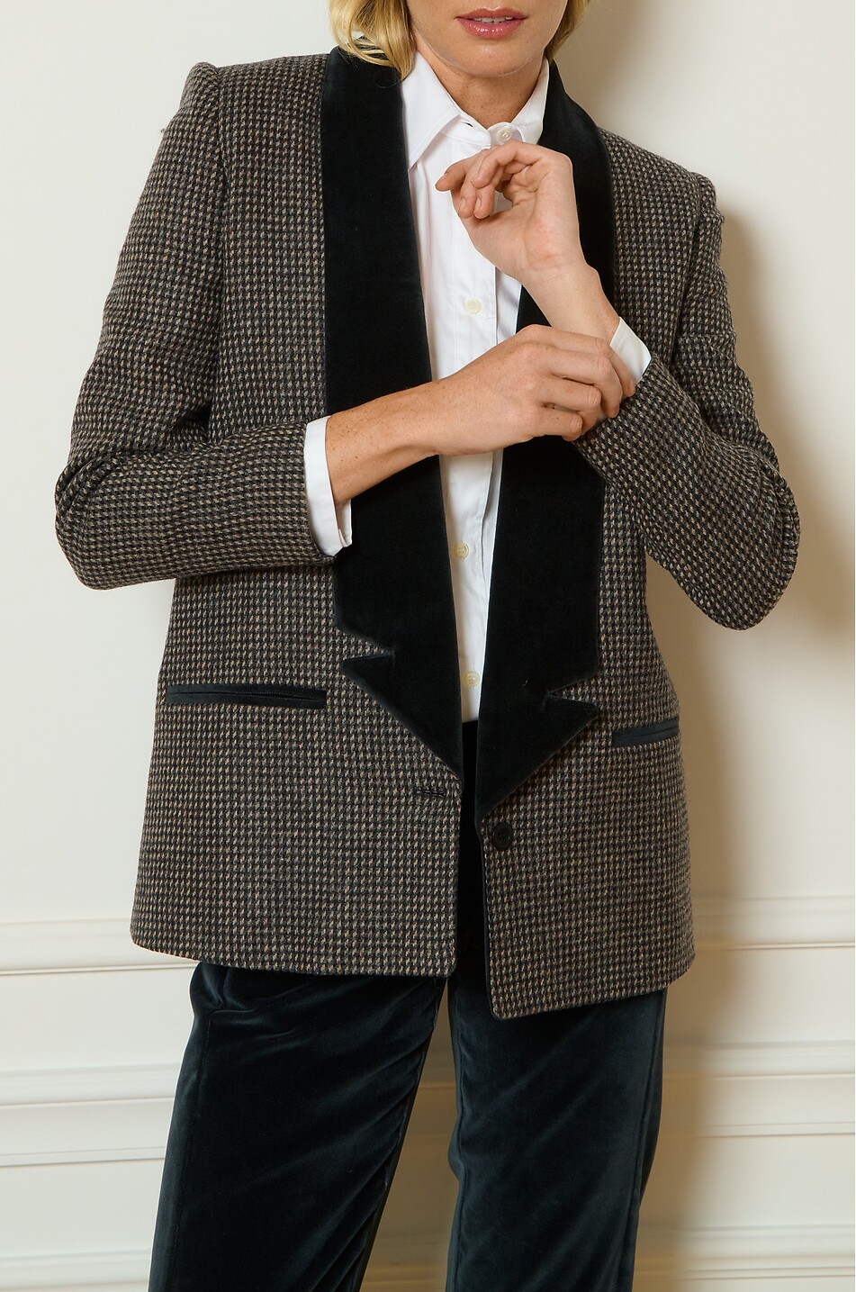 BYAN Hahnentritt-Blazer aus Wolle und Samt Tobias Damen BUNT 4