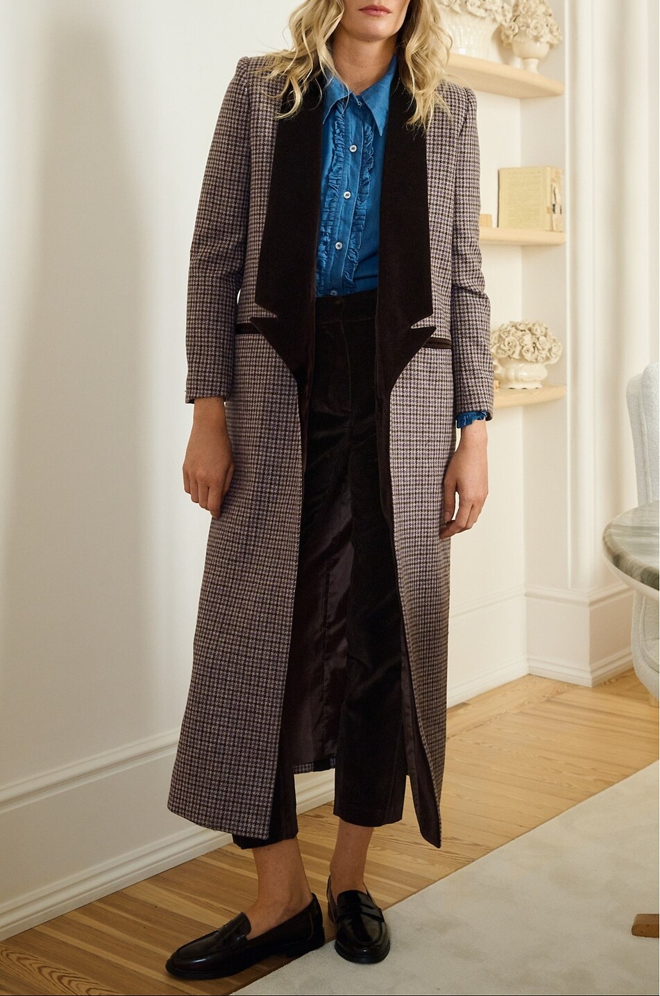 BYAN Manteau long pied-de-poule en laine et velours Wolf Femme MULTICOLORE 3
