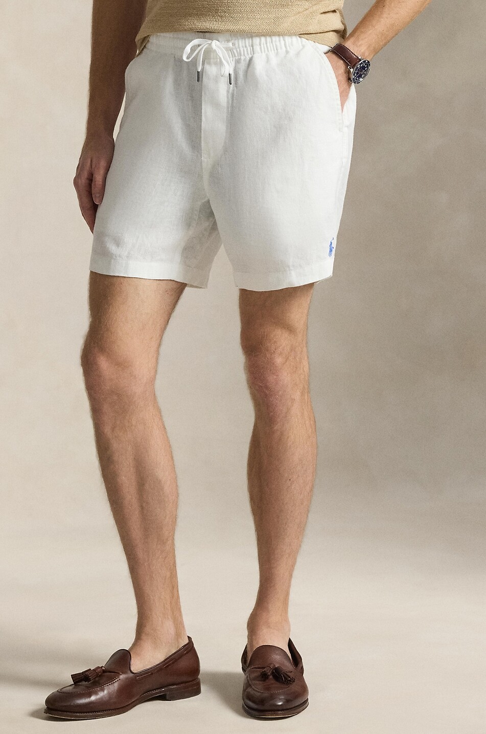 POLO RALPH LAUREN Short en lin Pony 6 '' Homme BLANC 8