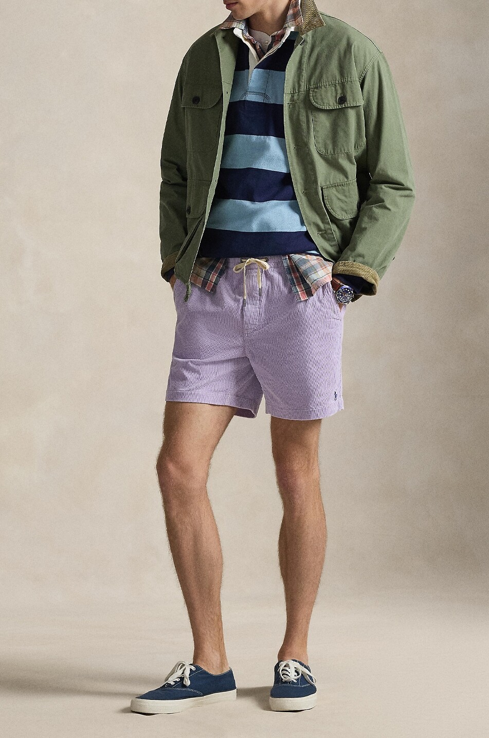 POLO RALPH LAUREN Pony 6'' corduroy shorts Men PURPLE 2