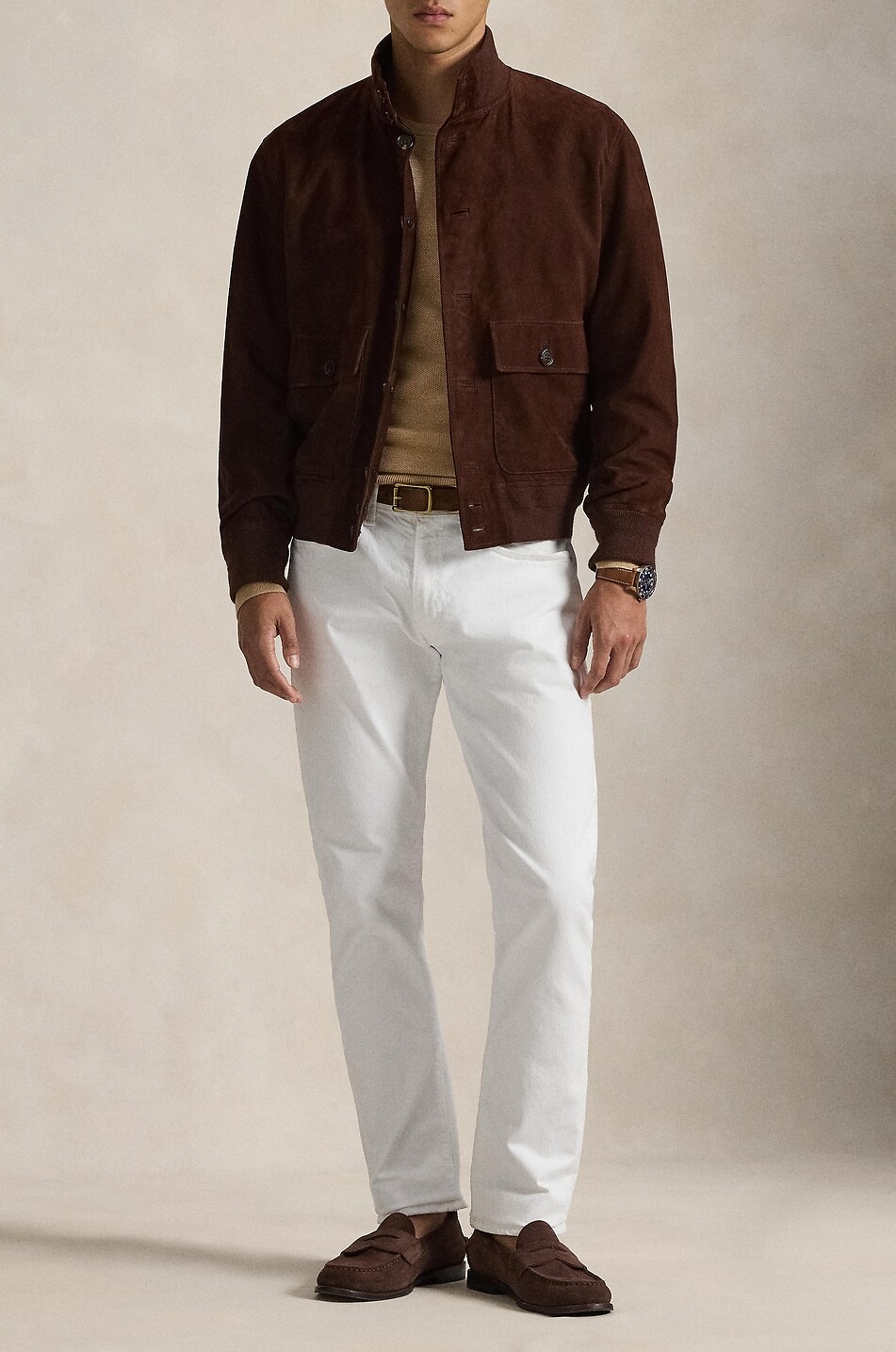 POLO RALPH LAUREN Pull à col rond en coton en maille piquée Pony Homme CAMEL 2