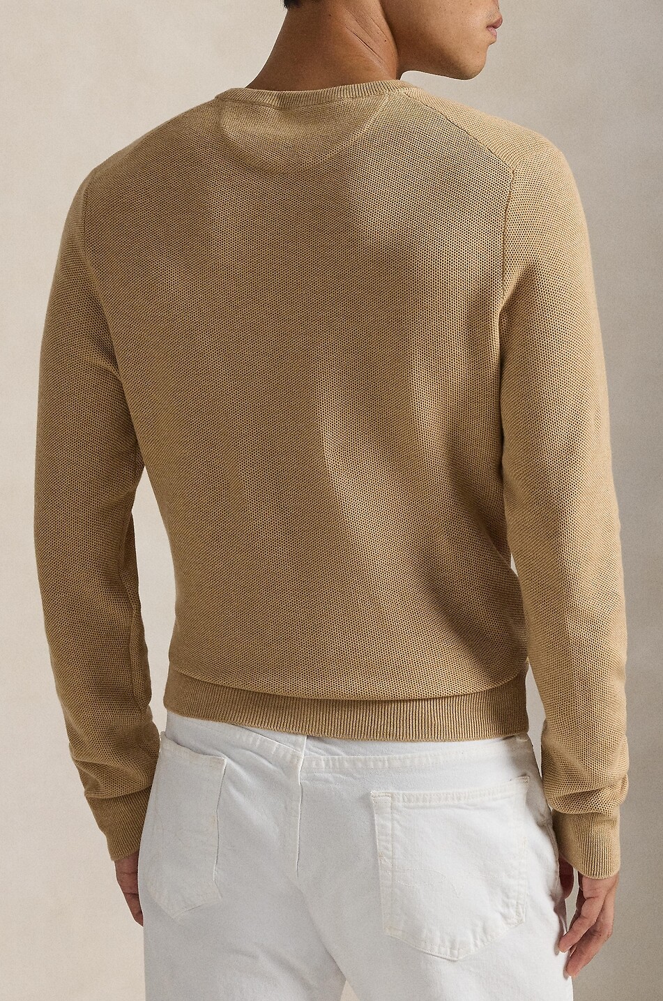 POLO RALPH LAUREN Pull à col rond en coton en maille piquée Pony Homme CAMEL 3