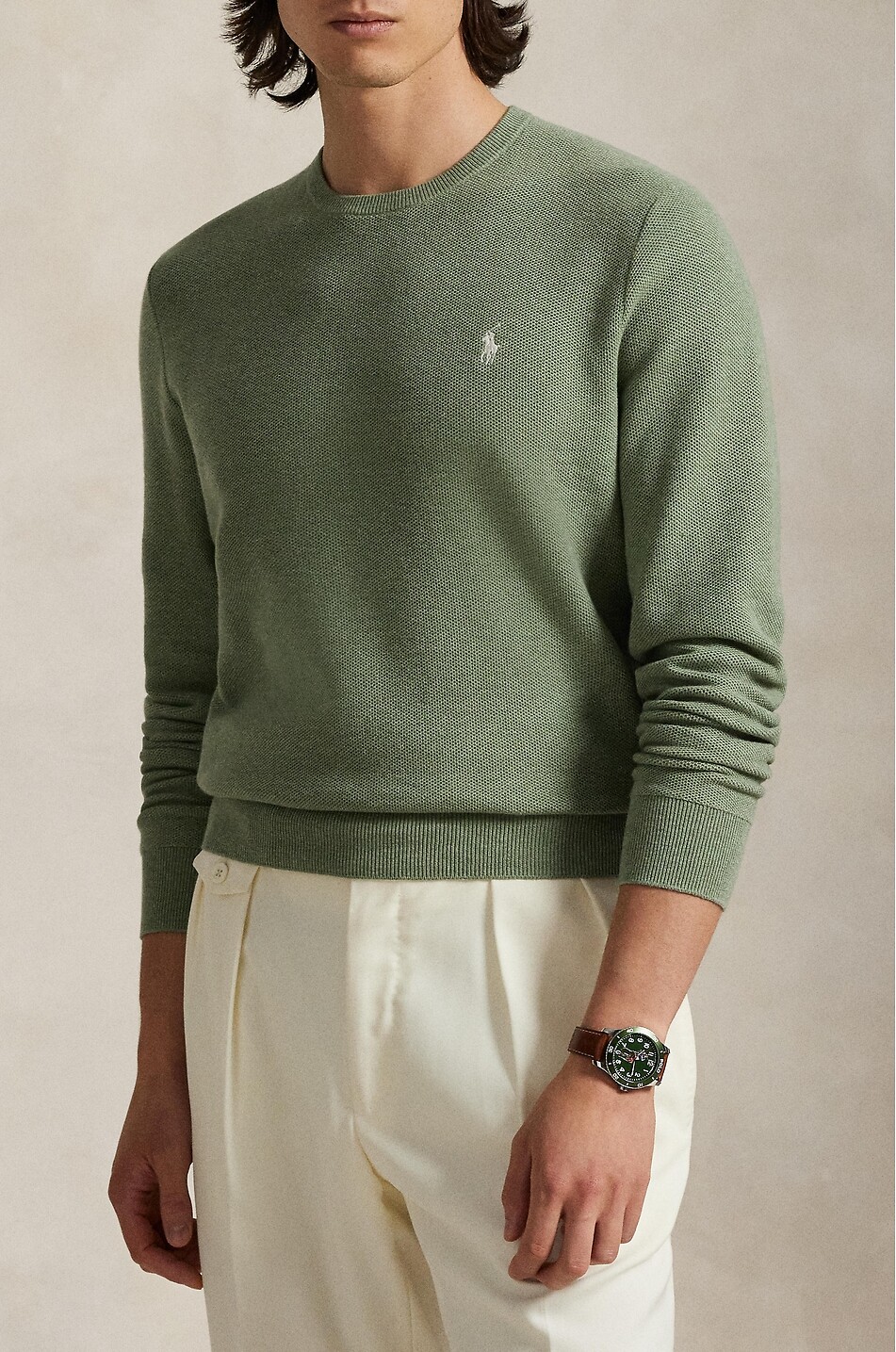 POLO RALPH LAUREN Pony cotton piqué crewneck jumper Men GREEN 6