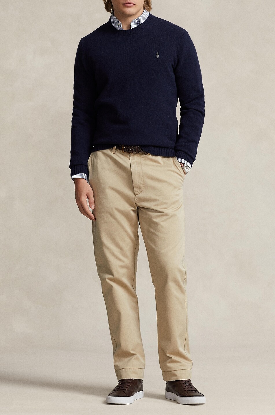 POLO RALPH LAUREN Pull fin à col rond en laine et cachemire Pony Homme BLEU FONCE 2