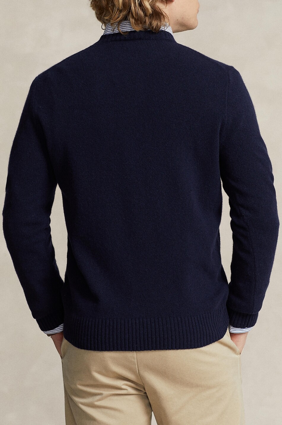 POLO RALPH LAUREN Pull fin à col rond en laine et cachemire Pony Homme BLEU FONCE 3