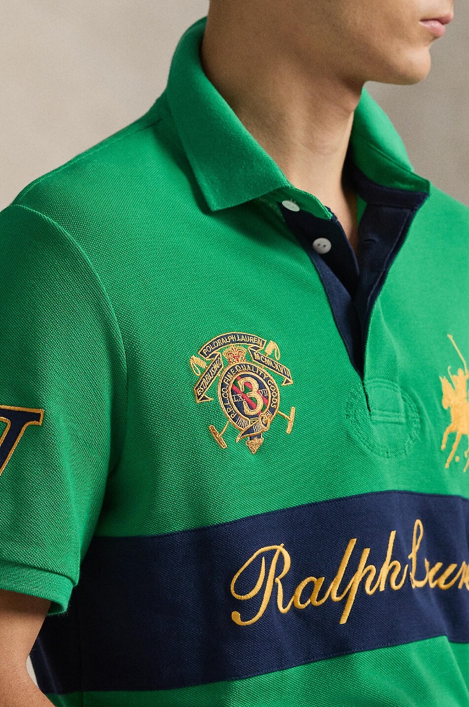 POLO RALPH LAUREN Baumwollpiqué-Kurzarm-Polohemd Double Pony Herren DUNKELGRÜN 4