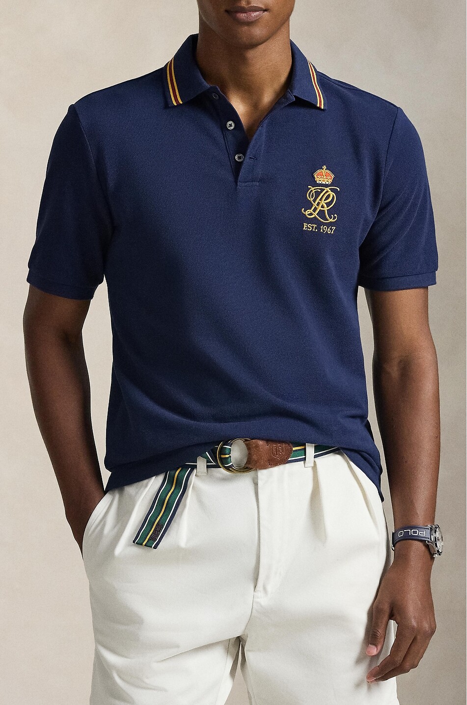 POLO RALPH LAUREN Polo à manches courtes en coton piqué RL Crest Homme BLEU FONCE 5
