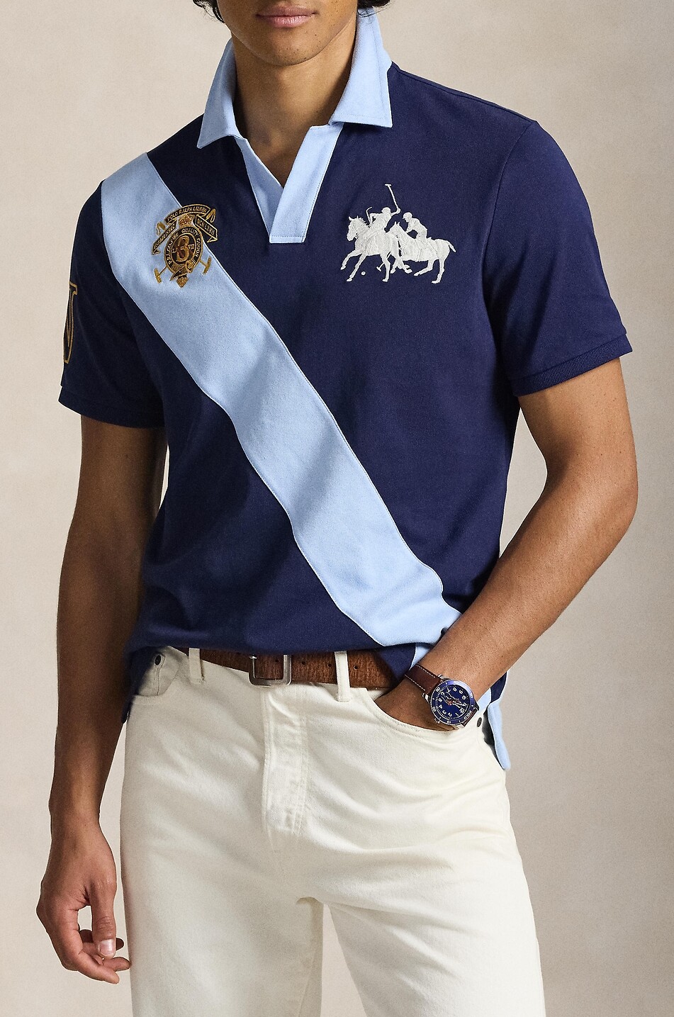 POLO RALPH LAUREN Double Pony cotton piqué short-sleeved polo shirt Men DARK BLUE 6