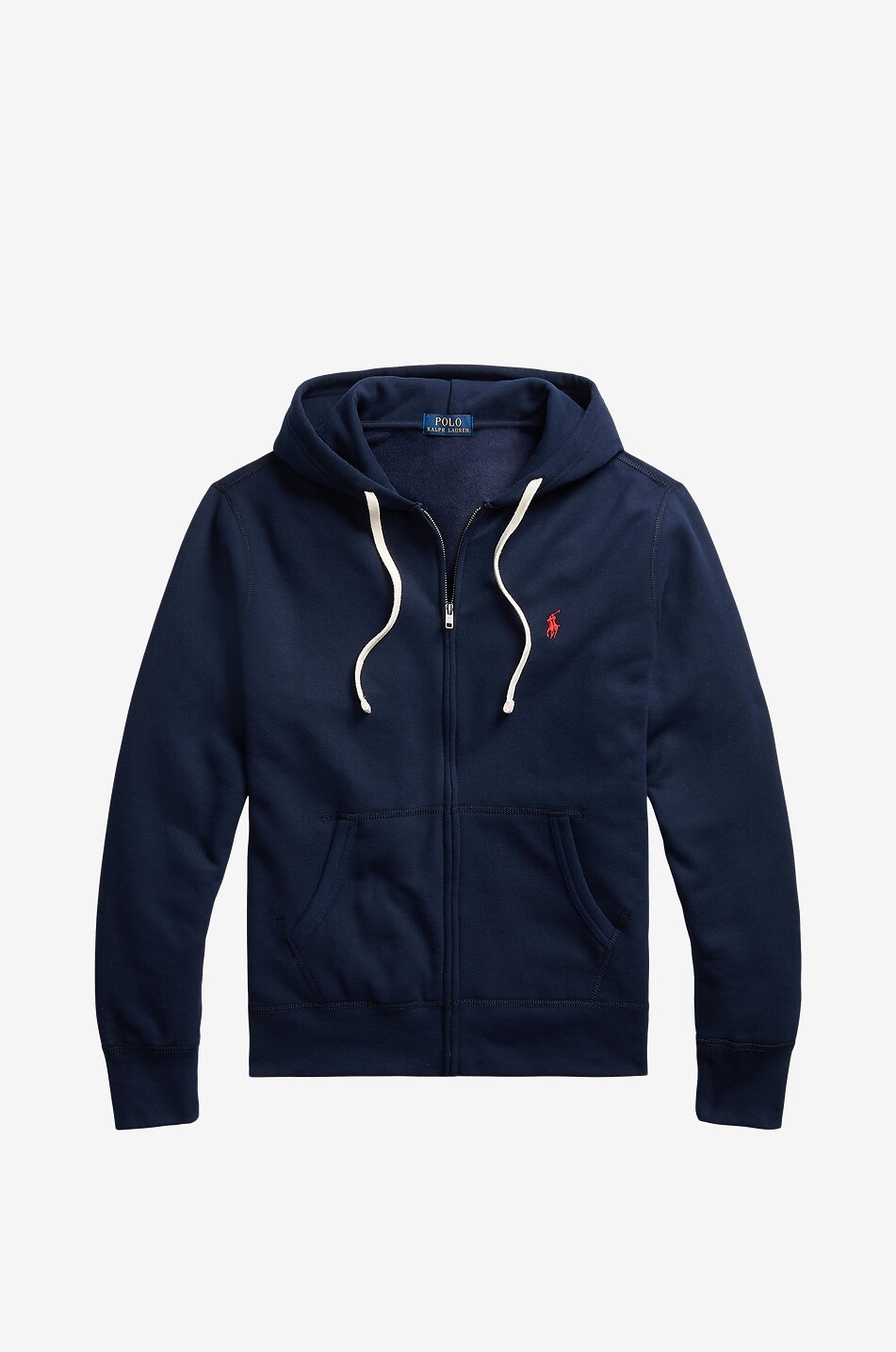 Pony zipped hooded sweatshirt in cotton blend