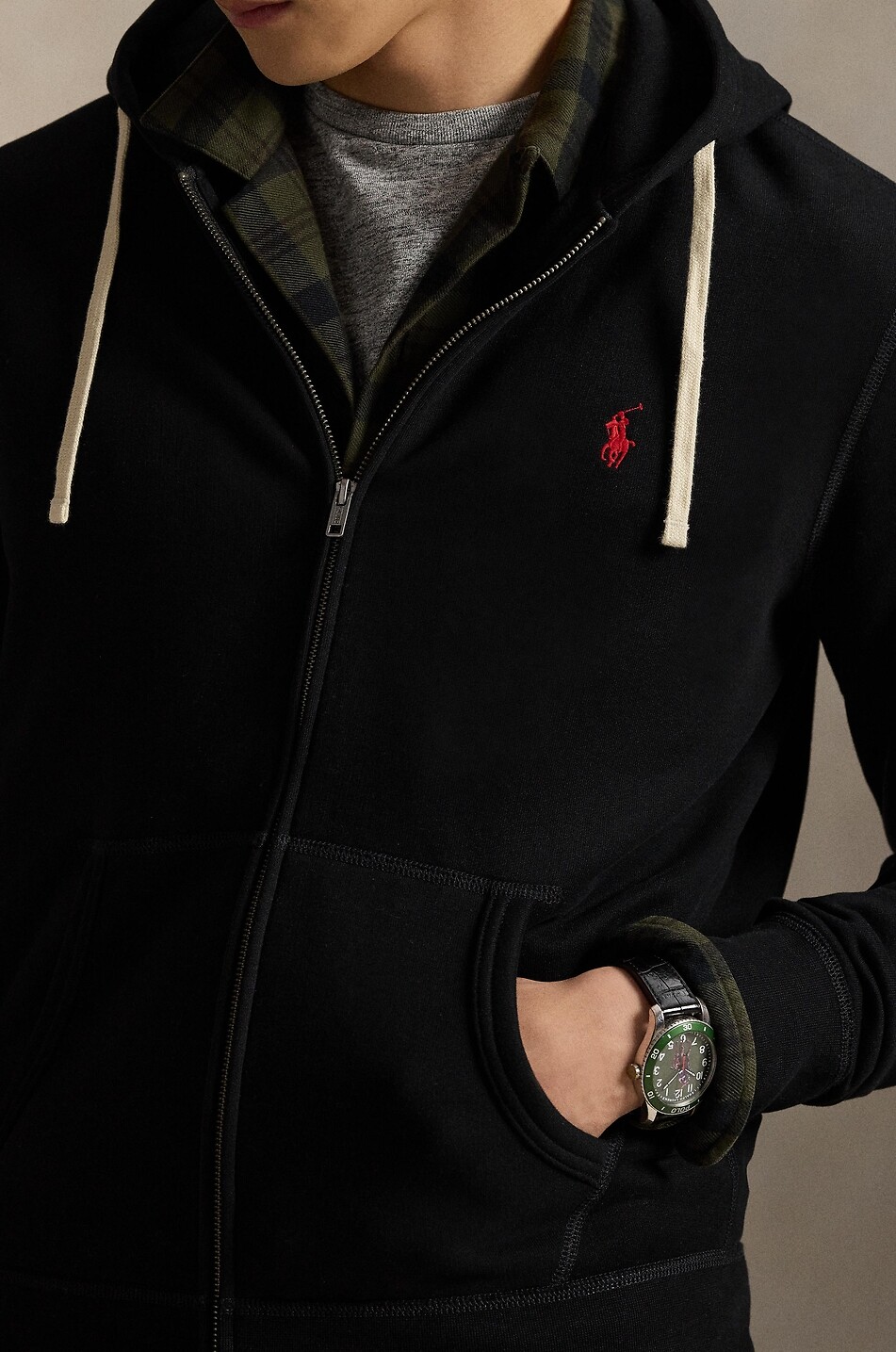 POLO RALPH LAUREN Sweat-shirt zippé à capuche en coton mélangé Pony Homme NOIR 4