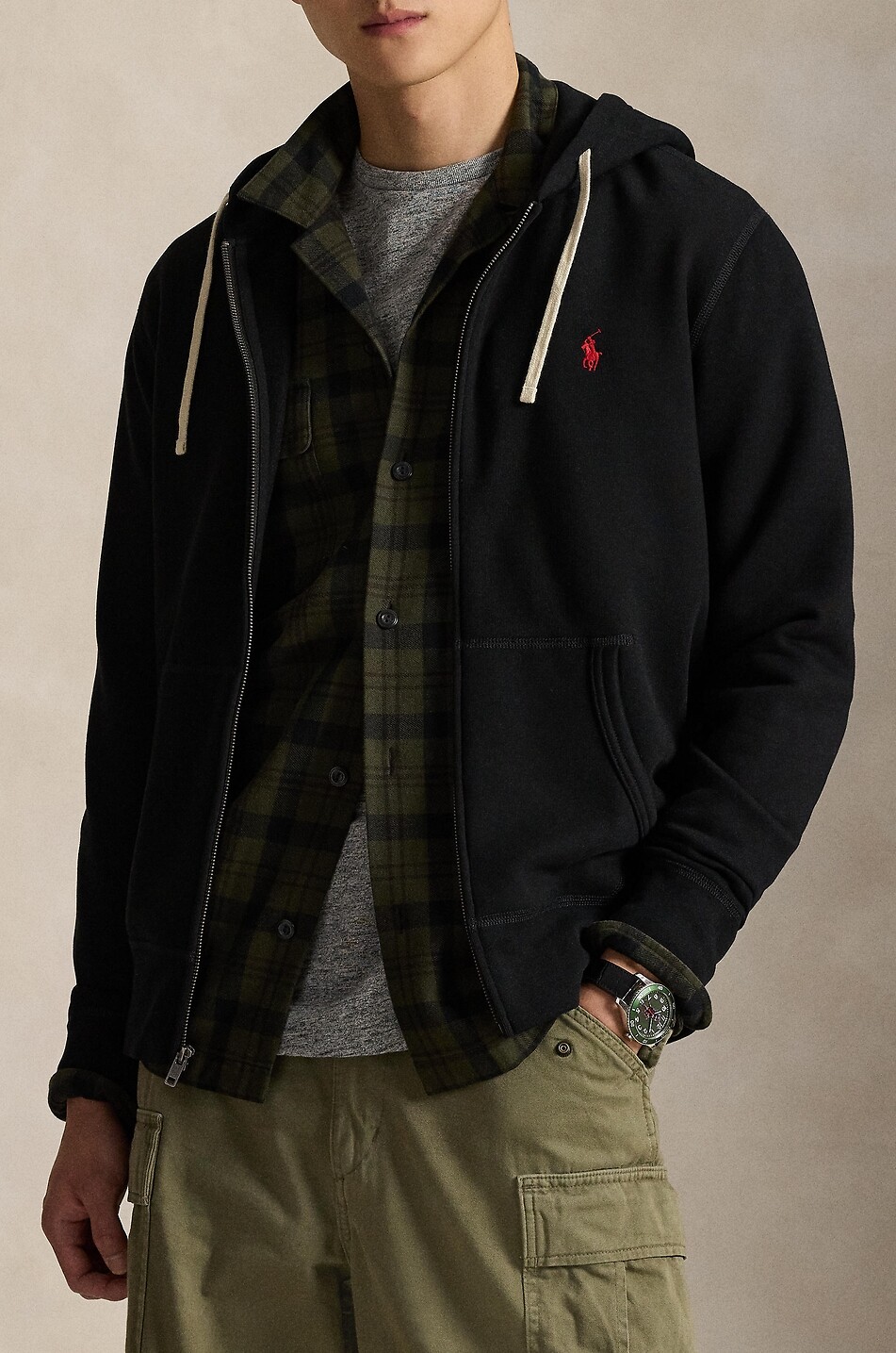 POLO RALPH LAUREN Sweat-shirt zippé à capuche en coton mélangé Pony Homme NOIR 5