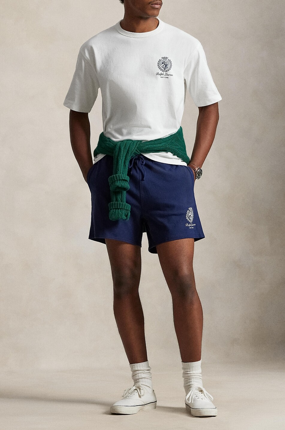 POLO RALPH LAUREN Besticktes Kurzarm-T-Shirt aus Jersey Ralph Lauren Crest Herren WEISS 2