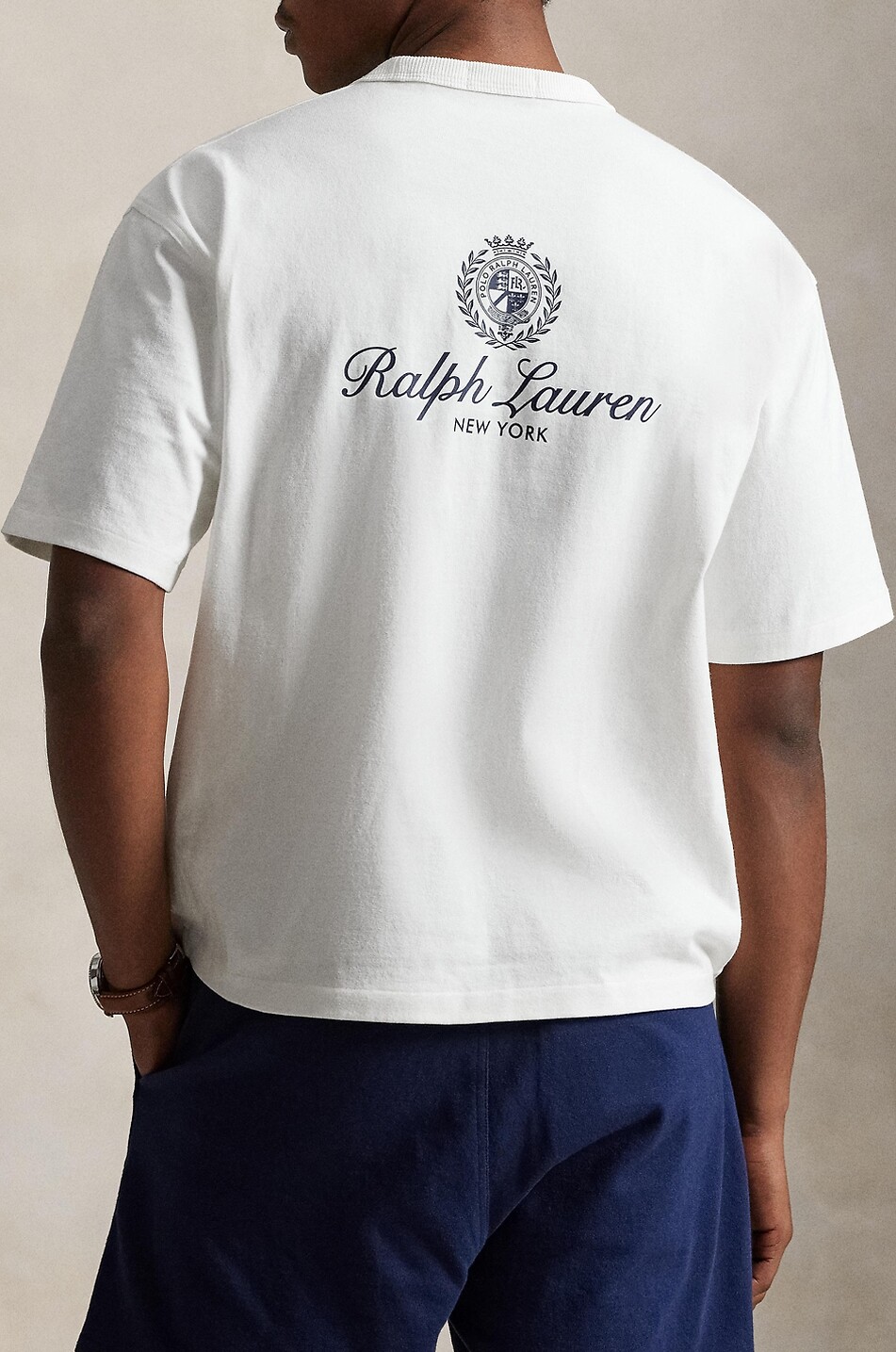 POLO RALPH LAUREN Besticktes Kurzarm-T-Shirt aus Jersey Ralph Lauren Crest Herren WEISS 3