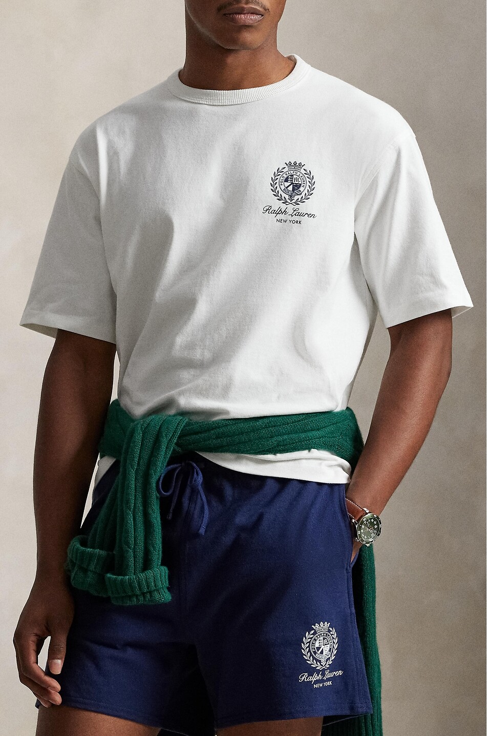 POLO RALPH LAUREN Besticktes Kurzarm-T-Shirt aus Jersey Ralph Lauren Crest Herren WEISS 5