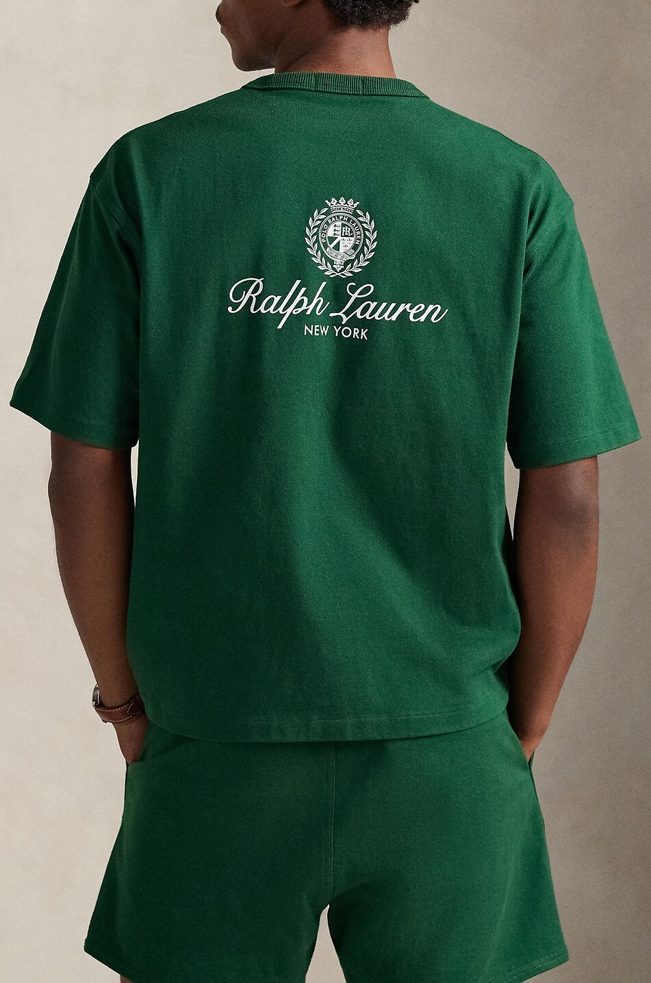 POLO RALPH LAUREN Ralph Lauren Crest embroidered short-sleeved jersey T-shirt Men DARK GREEN 3
