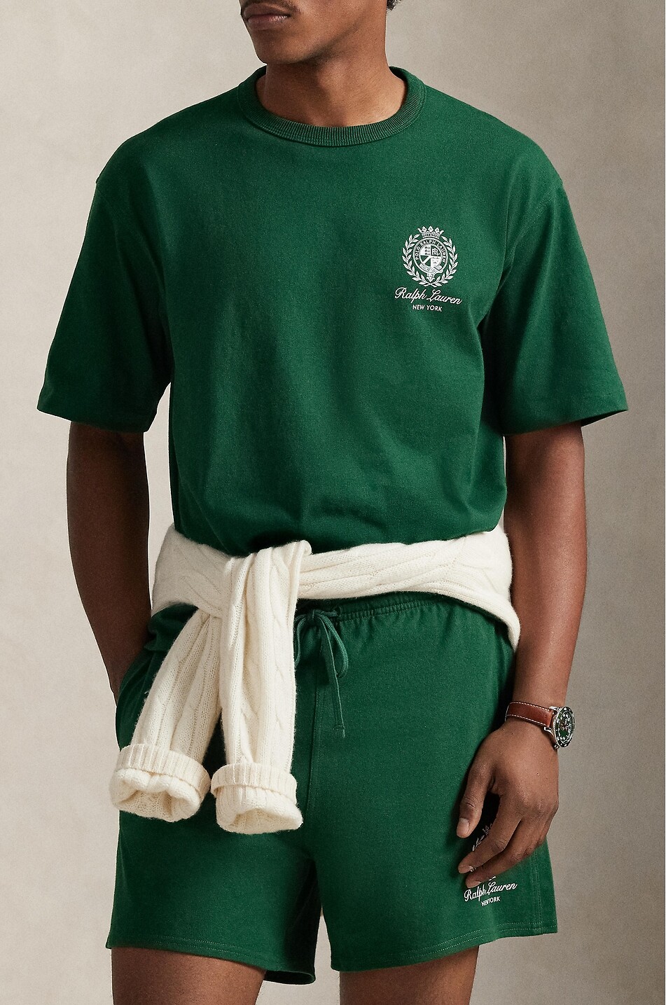 POLO RALPH LAUREN Ralph Lauren Crest embroidered short-sleeved jersey T-shirt Men DARK GREEN 5