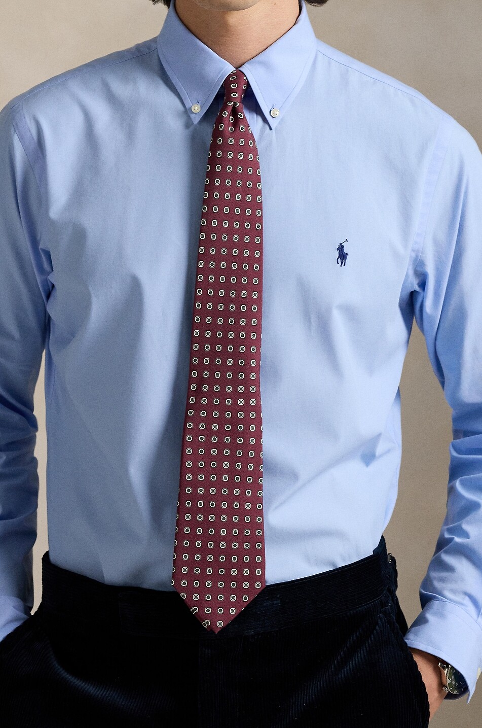 POLO RALPH LAUREN Pony Custom Fit plain cotton poplin shirt Men BLUE 3