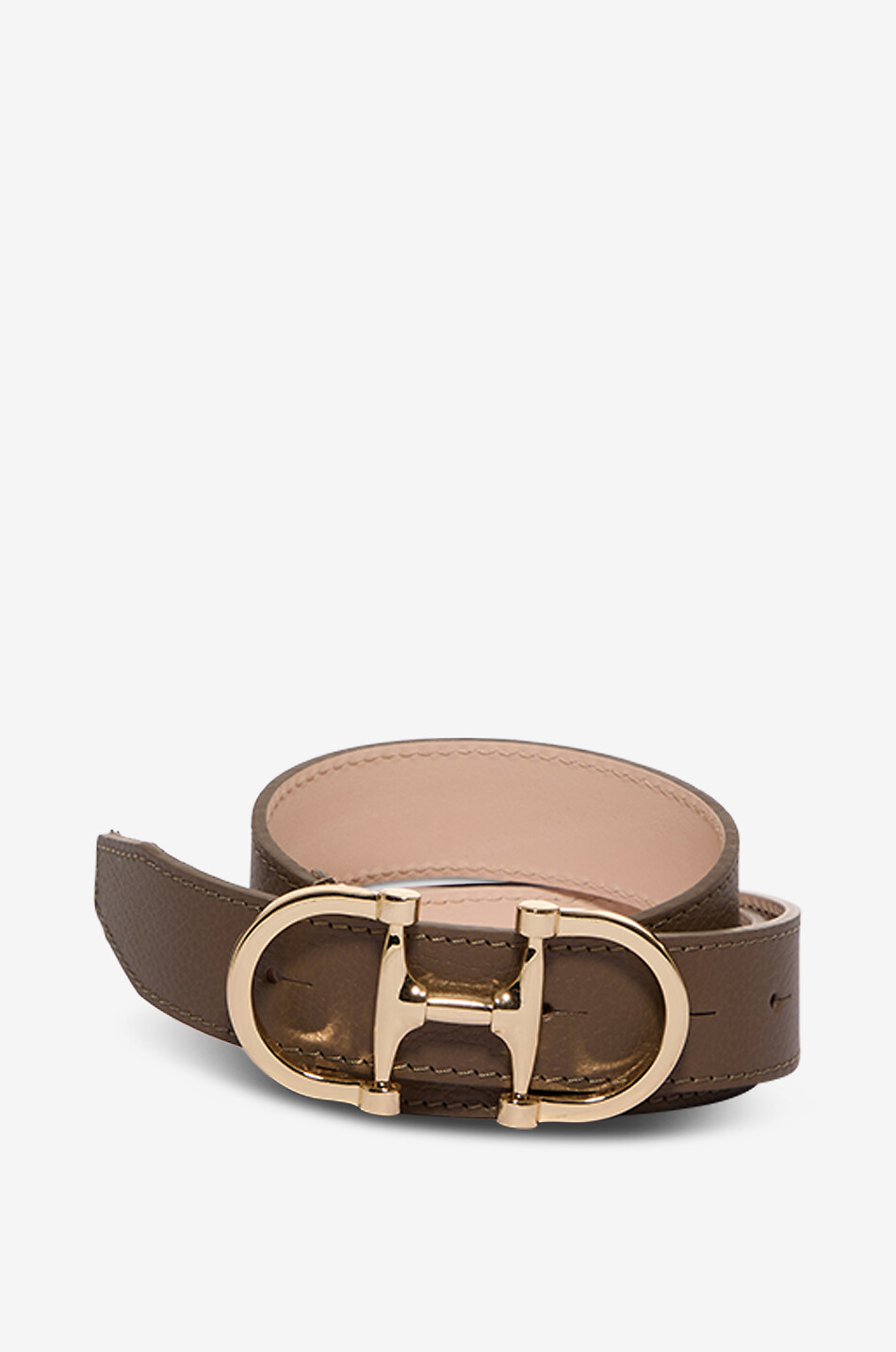 BONGENIE Horsebit grained leather belt - 3 cm Women BROWN 1
