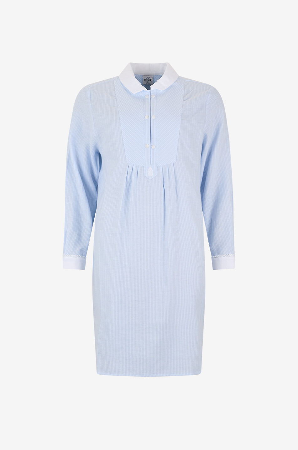 CELESTINE Ellie striped flannel nightshirt with bib Women LIGHT BLUE 1