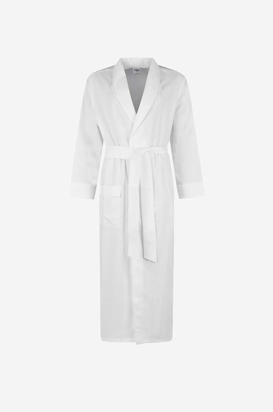 Leona embroidered cotton flannel bathrobe