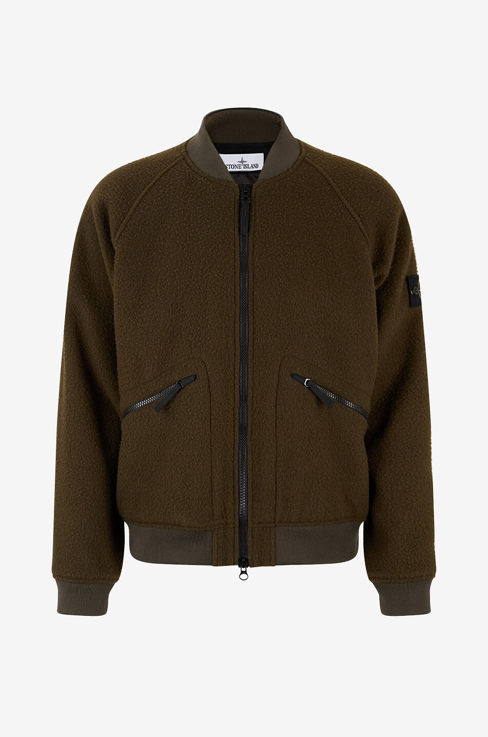 STONE ISLAND Wasserabweisende Wollmix-Bomberjacke 4100111 Panno Ratinato Herren DUNKELGRÜN 1