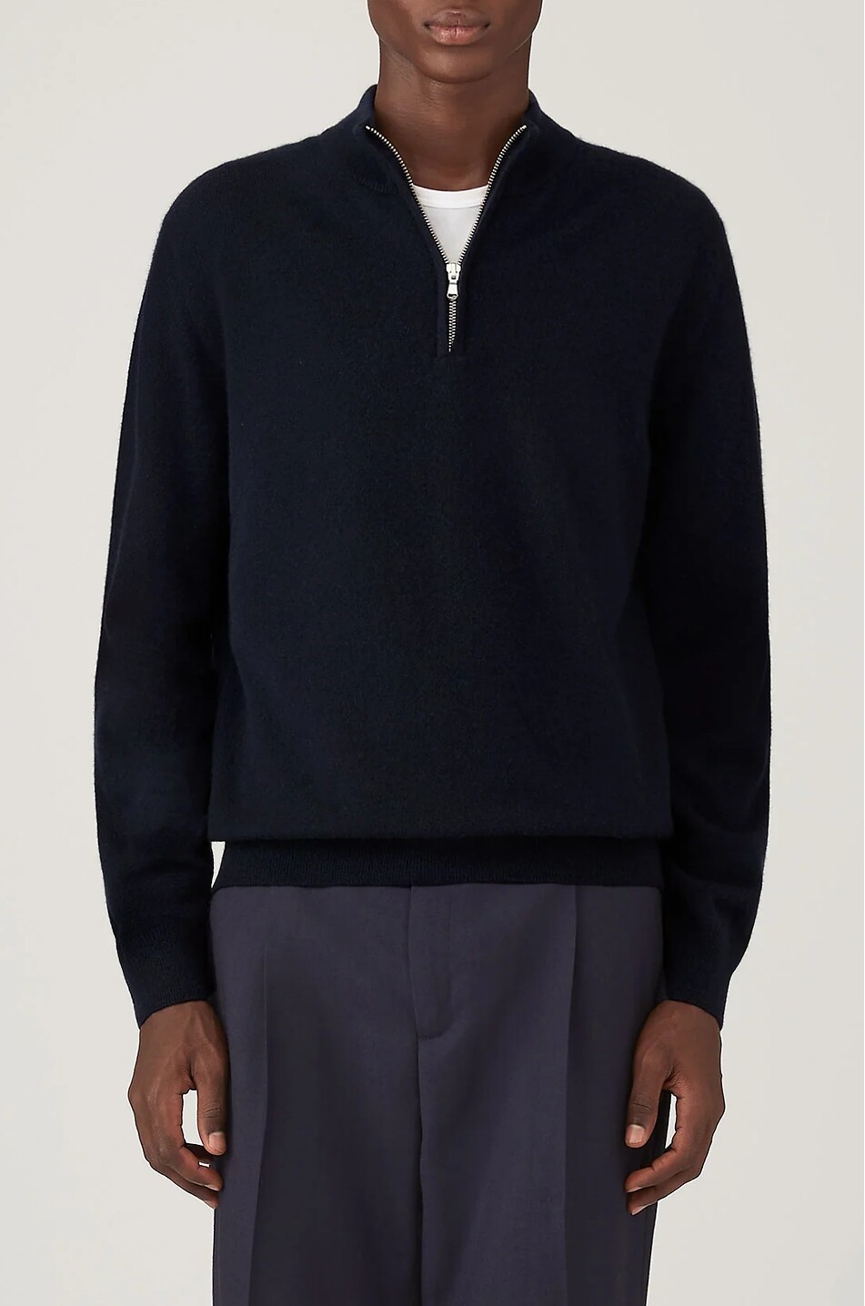 SUNSPEL High-neck half-zip cashmere jumper Men DARK BLUE 6