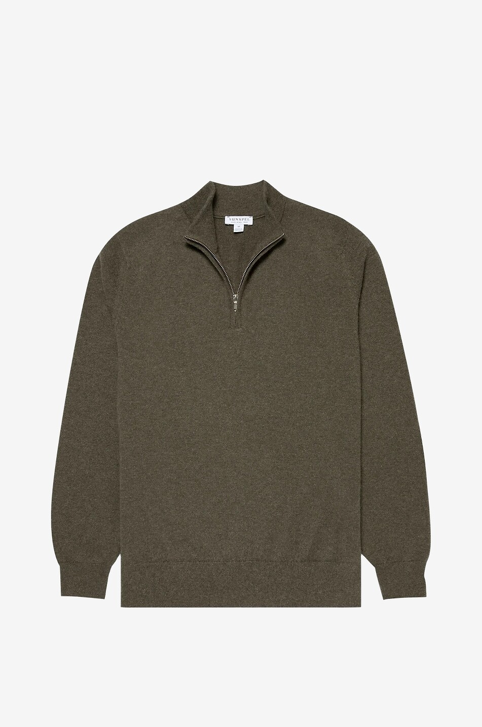 SUNSPEL Pull à col montant zippé en cachemire Homme KAKI 1