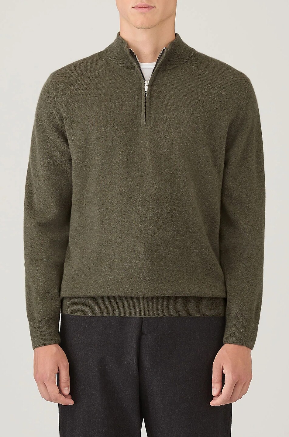 SUNSPEL Pull à col montant zippé en cachemire Homme KAKI 6
