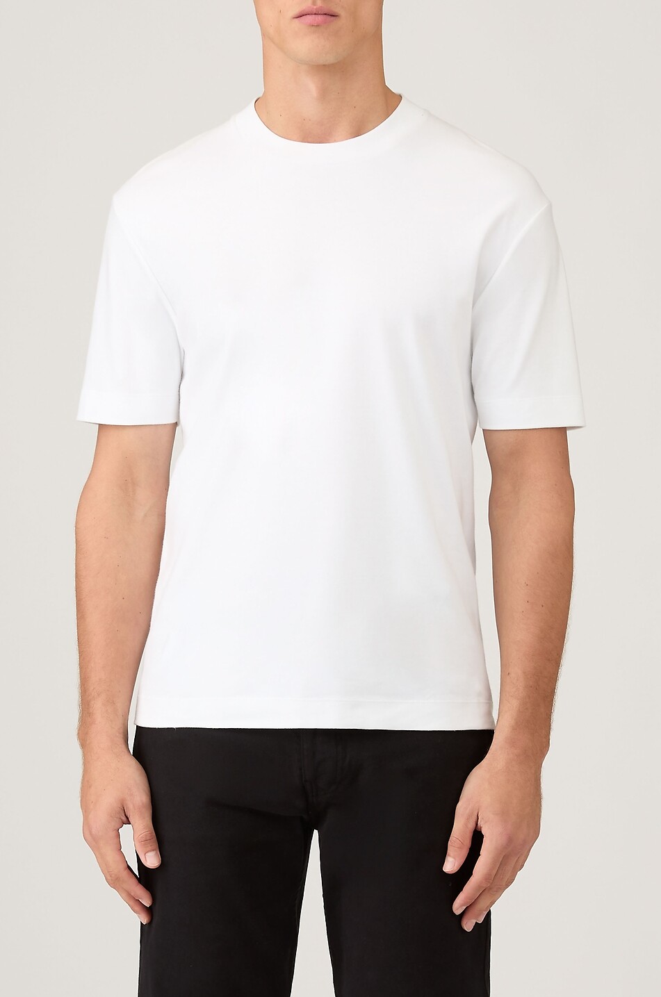 SUNSPEL Kurzarm-Rundhals-T-Shirt aus Supima-Baumwolle Herren WEISS 6