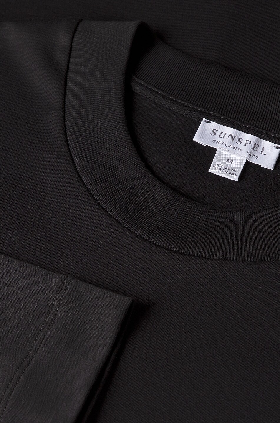 SUNSPEL Supima cotton long-sleeved crewneck T-shirt Men BLACK 2