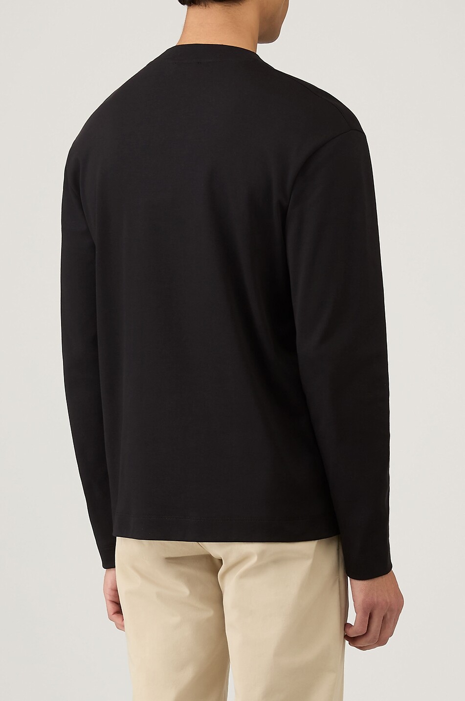 SUNSPEL Supima cotton long-sleeved crewneck T-shirt Men BLACK 4