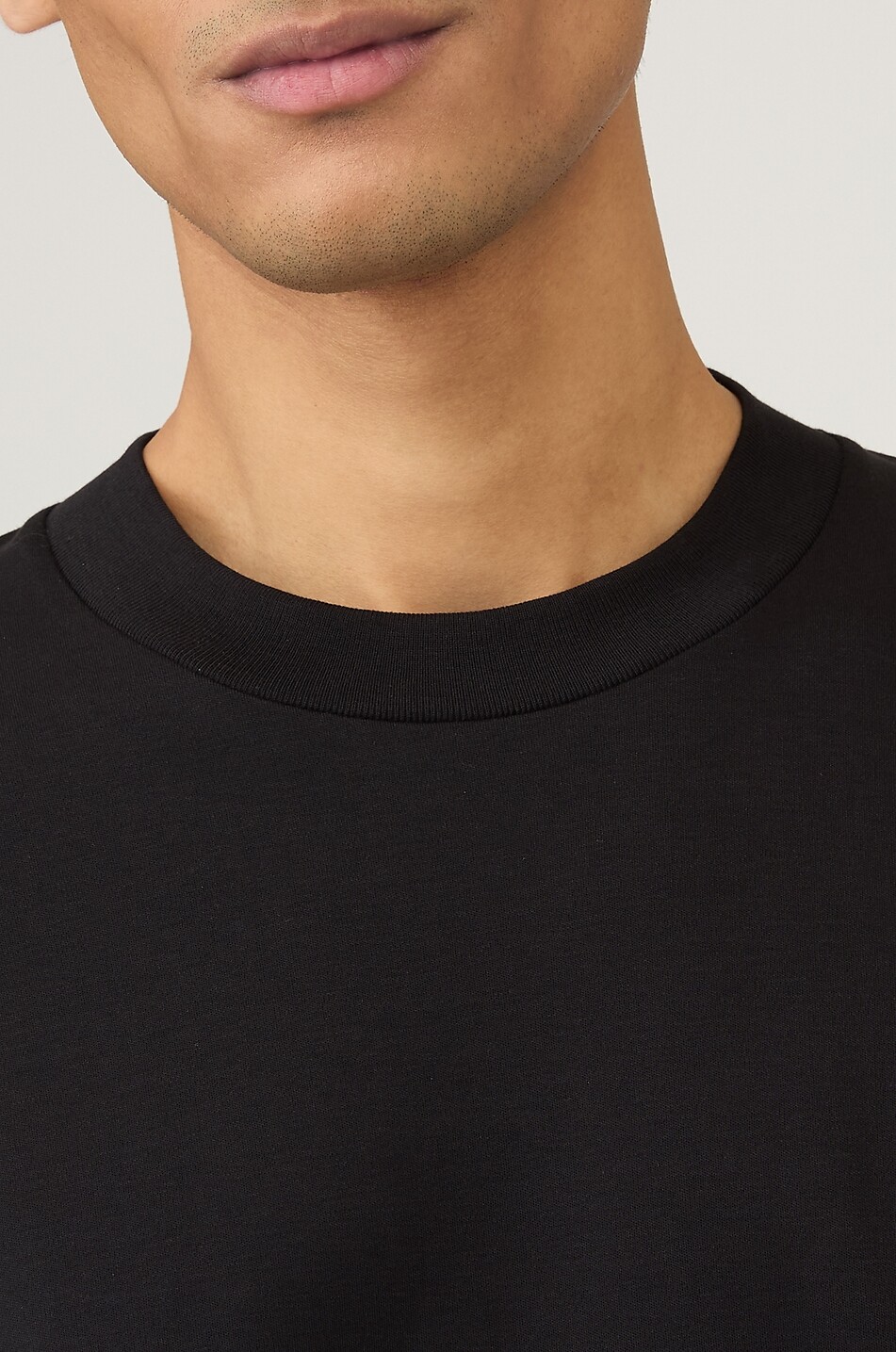 SUNSPEL Supima cotton long-sleeved crewneck T-shirt Men BLACK 5