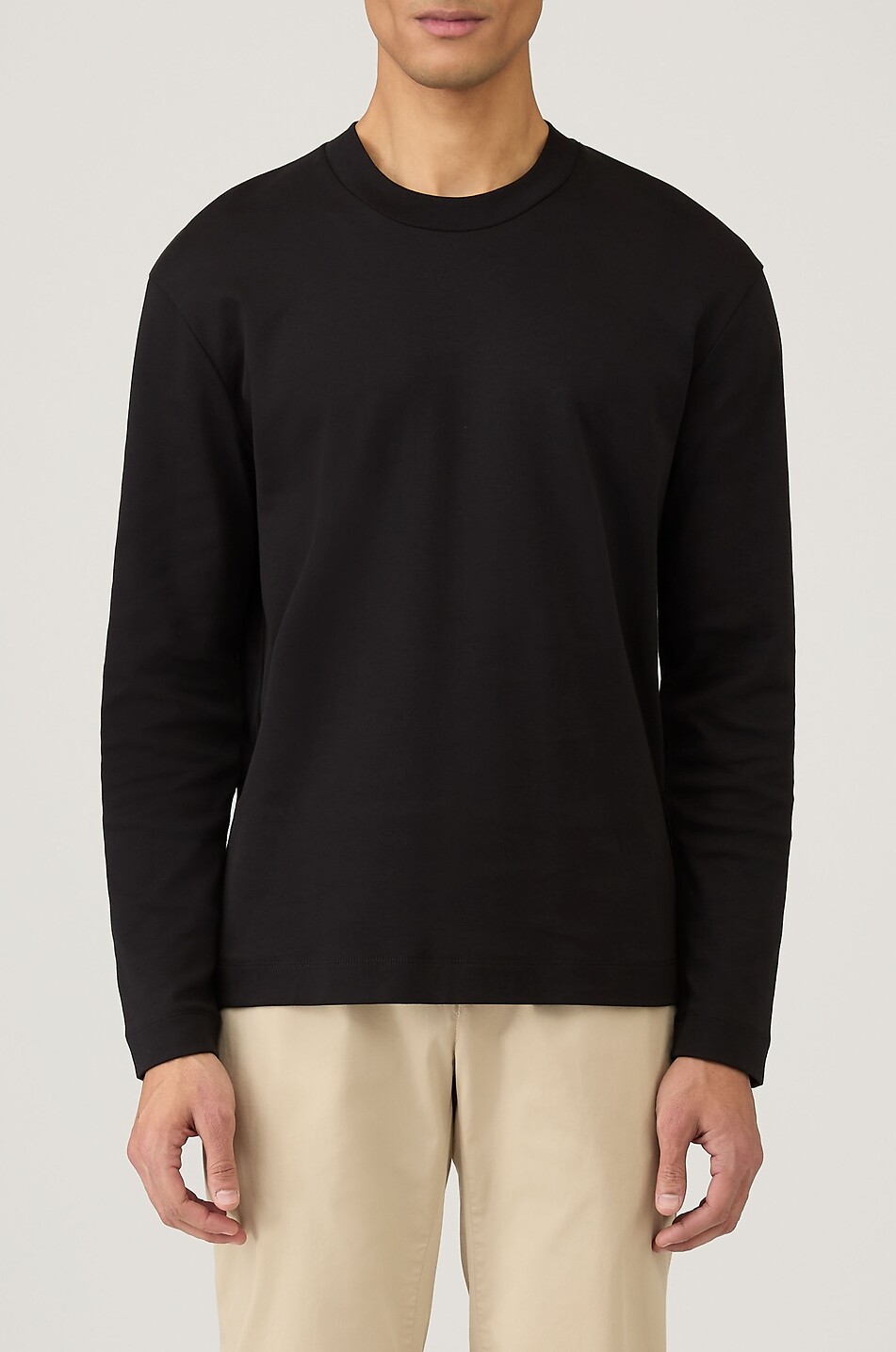 SUNSPEL Supima cotton long-sleeved crewneck T-shirt Men BLACK 6