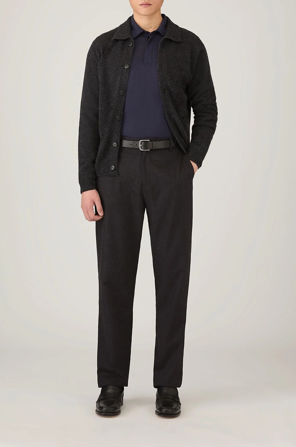 SUNSPEL Long-sleeve wool jersey polo shirt Men DARK BLUE 3