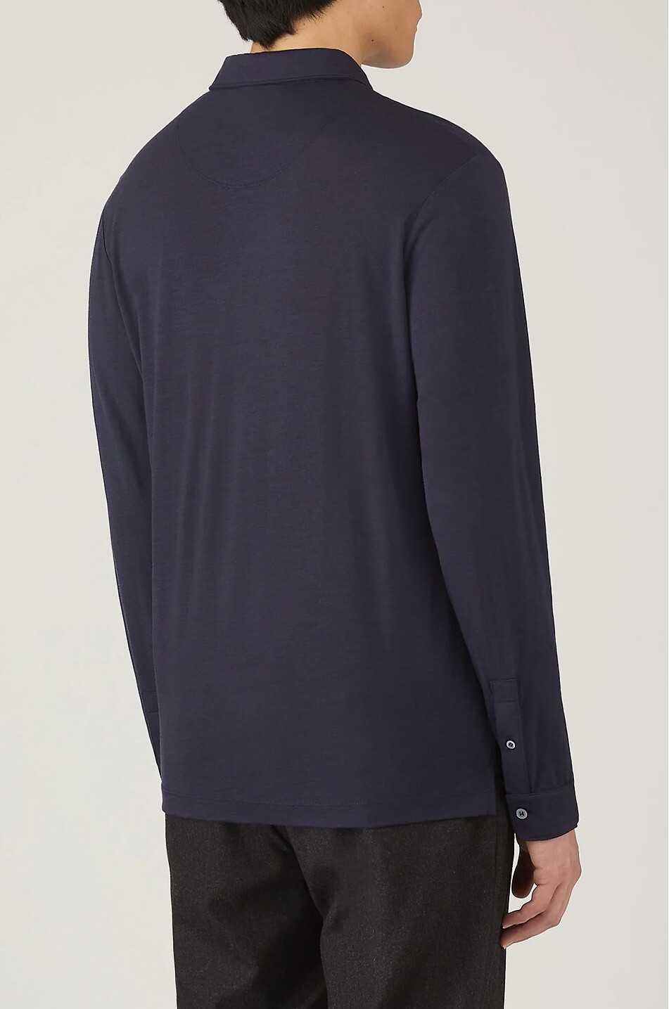 SUNSPEL Long-sleeve wool jersey polo shirt Men DARK BLUE 4