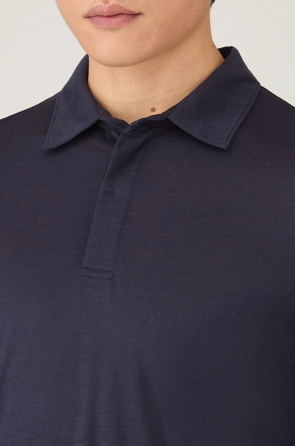 SUNSPEL Long-sleeve wool jersey polo shirt Men DARK BLUE 5