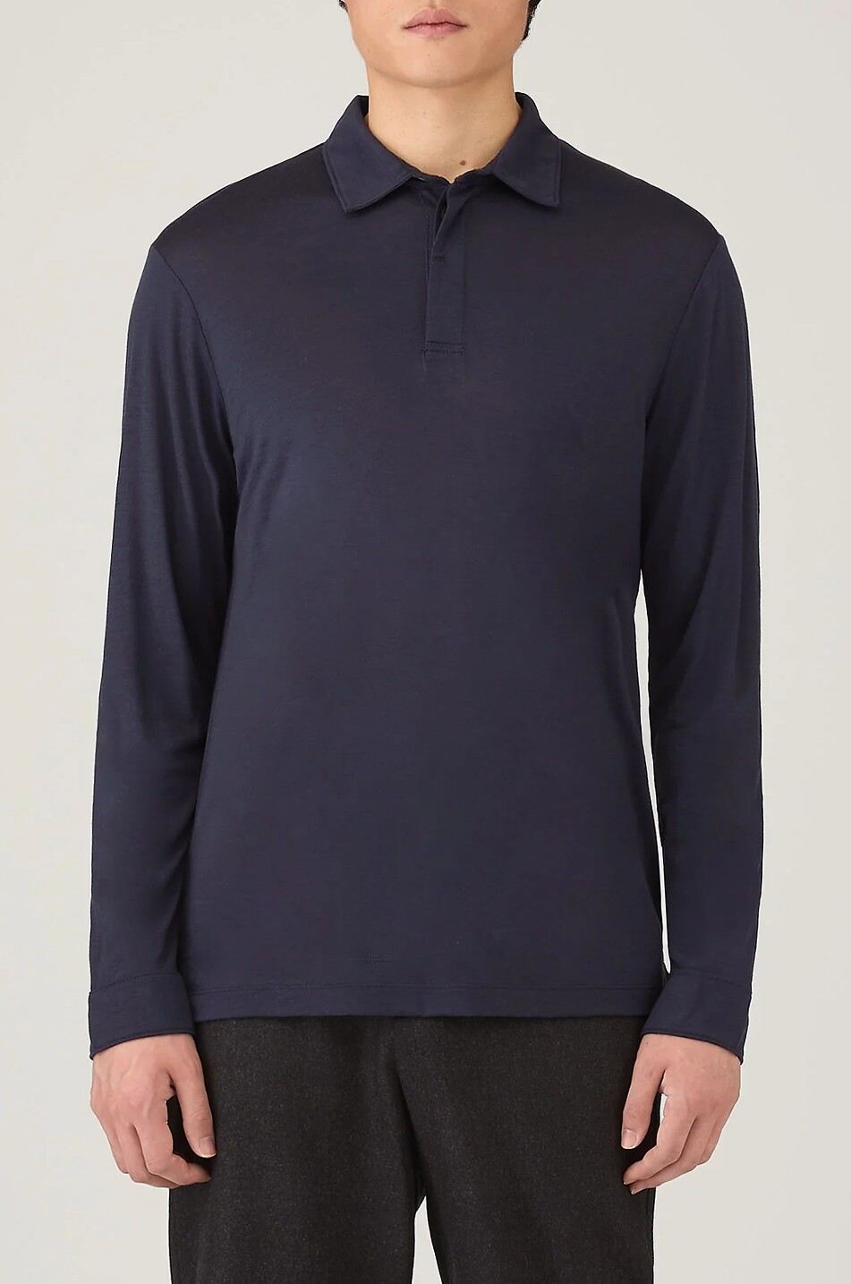 SUNSPEL Long-sleeve wool jersey polo shirt Men DARK BLUE 6