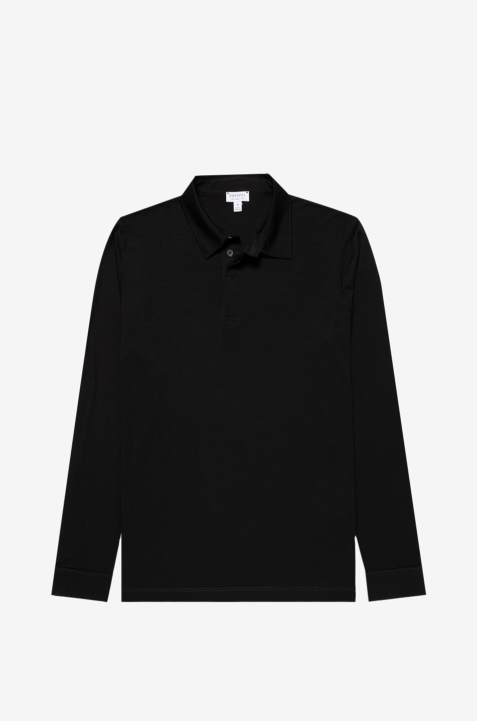 SUNSPEL Long-sleeve wool jersey polo shirt Men BLACK 1