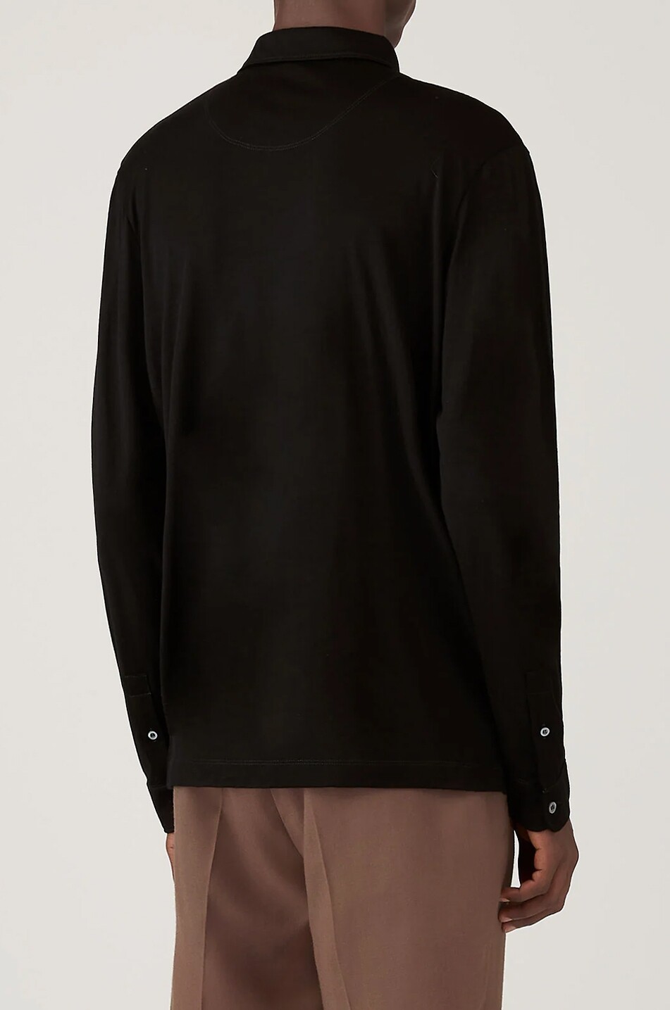 SUNSPEL Long-sleeve wool jersey polo shirt Men BLACK 4